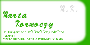 marta kormoczy business card